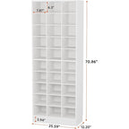 30 Pairs Tall Shoe Cabinet, 10 Tiers White Wooden Shoe Storage Rack for Closet, Entryway - 10-tier