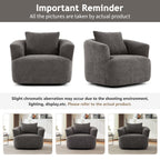 360° Swivel Chair, 38.2 Boucle Accent Chair with Throw Pillow, Upholstered Barrel Sofa Chair with Curved Armrests