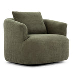 360° Swivel Chair, 38.2 Boucle Accent Chair with Throw Pillow, Upholstered Barrel Sofa Chair with Curved Armrests