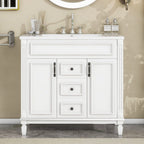 36'' Modern Bathroom Vanity with Top Sink and Mirror Cabinet,2 Doors and 2 Drawers
