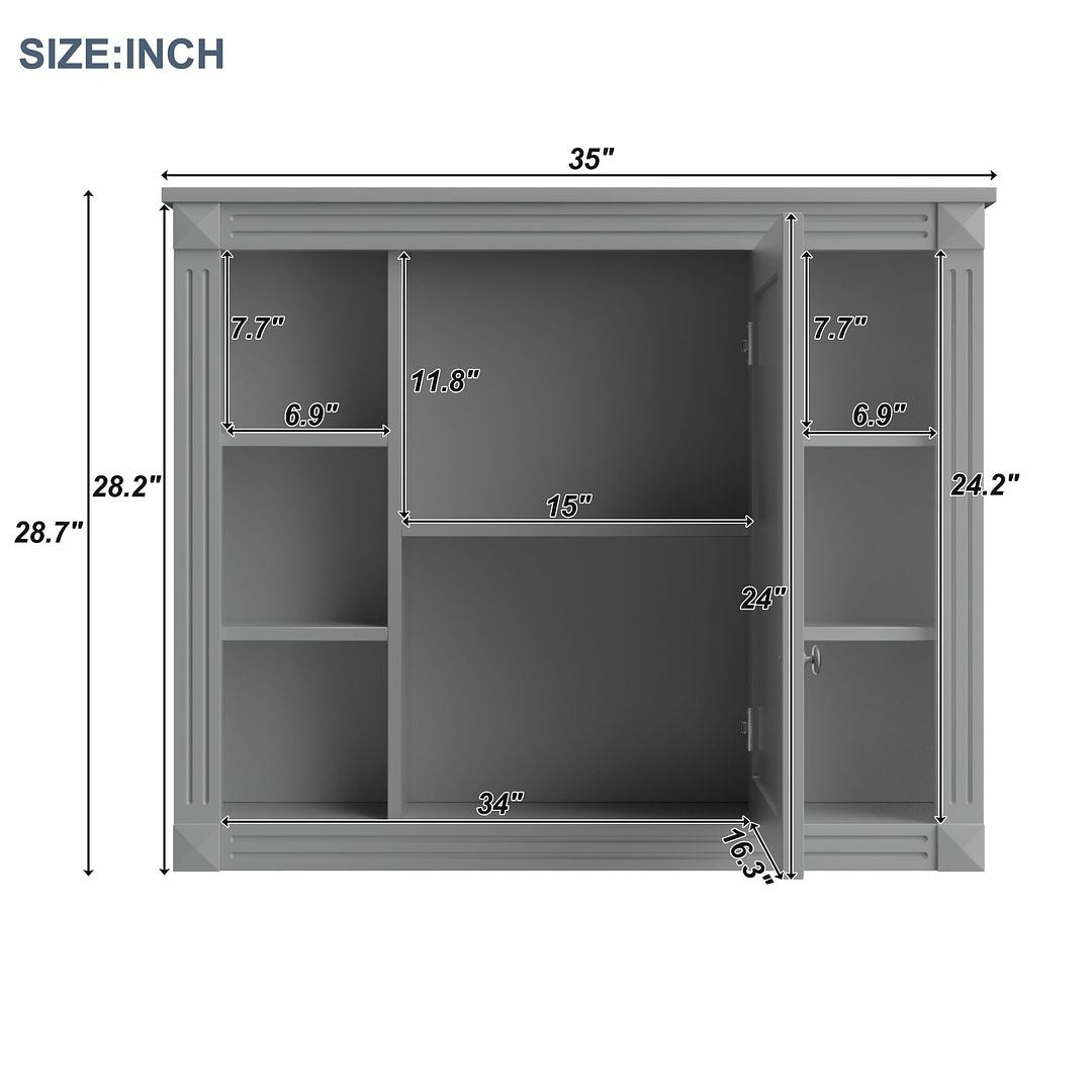 36'' Modern Bathroom Vanity with Top Sink and Mirror Cabinet,2 Doors and 2 Drawers