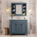 36'' Modern Bathroom Vanity with Top Sink and Mirror Cabinet,2 Doors and 2 Drawers