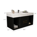 39.4 '' Floating Bathroom Vanity with Ceramic sink,Wall Hung Vanity 2 Soft Close Drawer and white slate top - 39'4 x 18'9