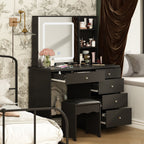 39.4'' W Dresser Makeup Vanity Set with Stool and Mirror Room