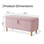 39.5 Off White Boucle Storage Ottoman Bench Sherpa Storage Bench Ottoman Foot Rest End of Bed for Living Room Bedroom,Wood Leg