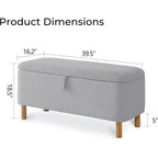 39.5 Off White Boucle Storage Ottoman Bench Sherpa Storage Bench Ottoman Foot Rest End of Bed for Living Room Bedroom,Wood Leg