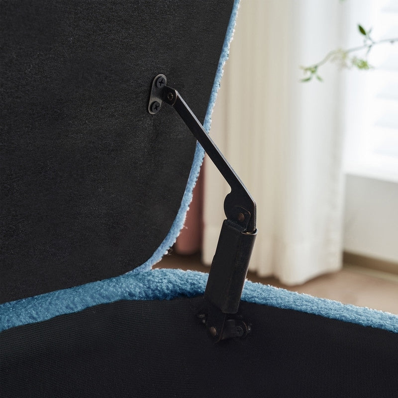 39.5 Off White Boucle Storage Ottoman Bench Sherpa Storage Bench Ottoman Foot Rest End of Bed for Living Room Bedroom,Wood Leg