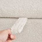 39.5 Off White Boucle Storage Ottoman Bench Sherpa Storage Bench Ottoman Foot Rest End of Bed for Living Room Bedroom,Wood Leg