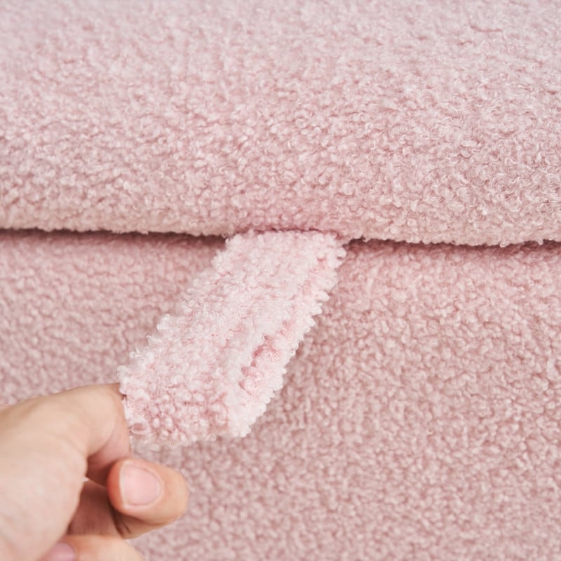 39.5 Off White Boucle Storage Ottoman Bench Sherpa Storage Bench Ottoman Foot Rest End of Bed for Living Room Bedroom,Wood Leg