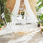 3pc Metal Folding Bistro Set, Weather-Resistant Outdoor/Indoor Conversation Set for Patio, Yard, Garden