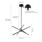 Black/ Gold Modern Aluminum LED Chandelier Linear Sputnik Ceiling Pendant Light for Living/ Dining Room/ Kitchen