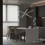 Black/ Gold Modern Aluminum LED Chandelier Linear Sputnik Ceiling Pendant Light for Living/ Dining Room/ Kitchen