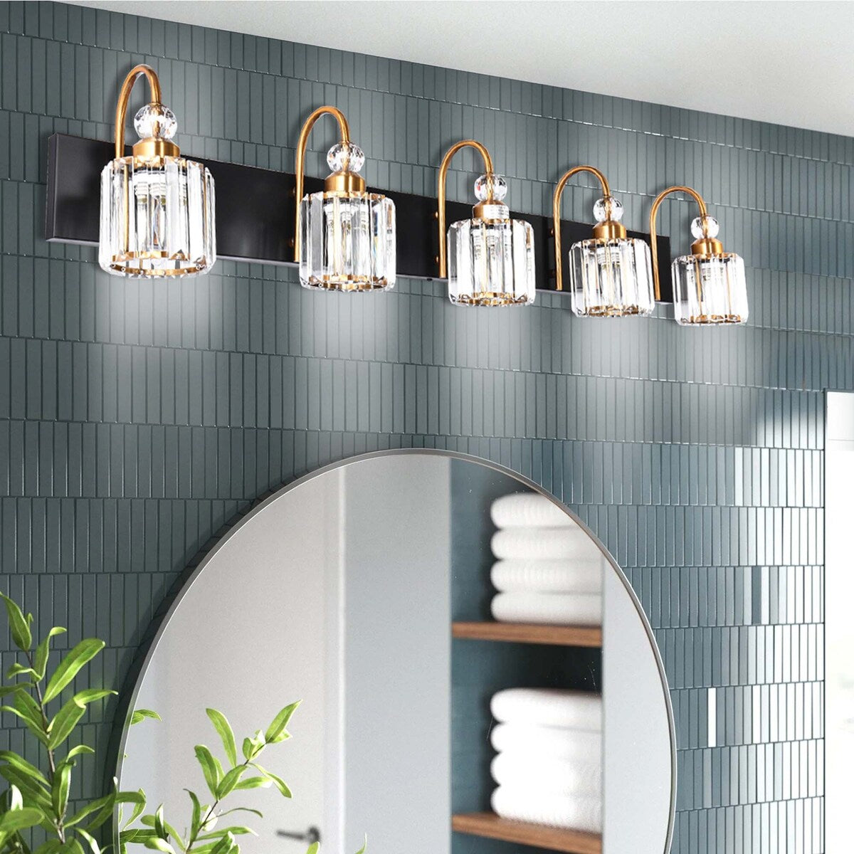 Chrome/ Black/ Gold Modern Over Mirror Crystal Bathroom Restroom Wall Lighting Fixtures Bath Lights Vanity Light