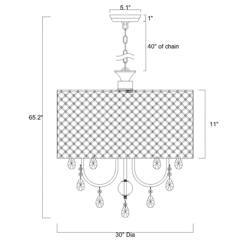 Round Beaded Drum Chandelier with Hanging Crystals