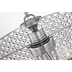 Round Beaded Drum Chandelier with Hanging Crystals