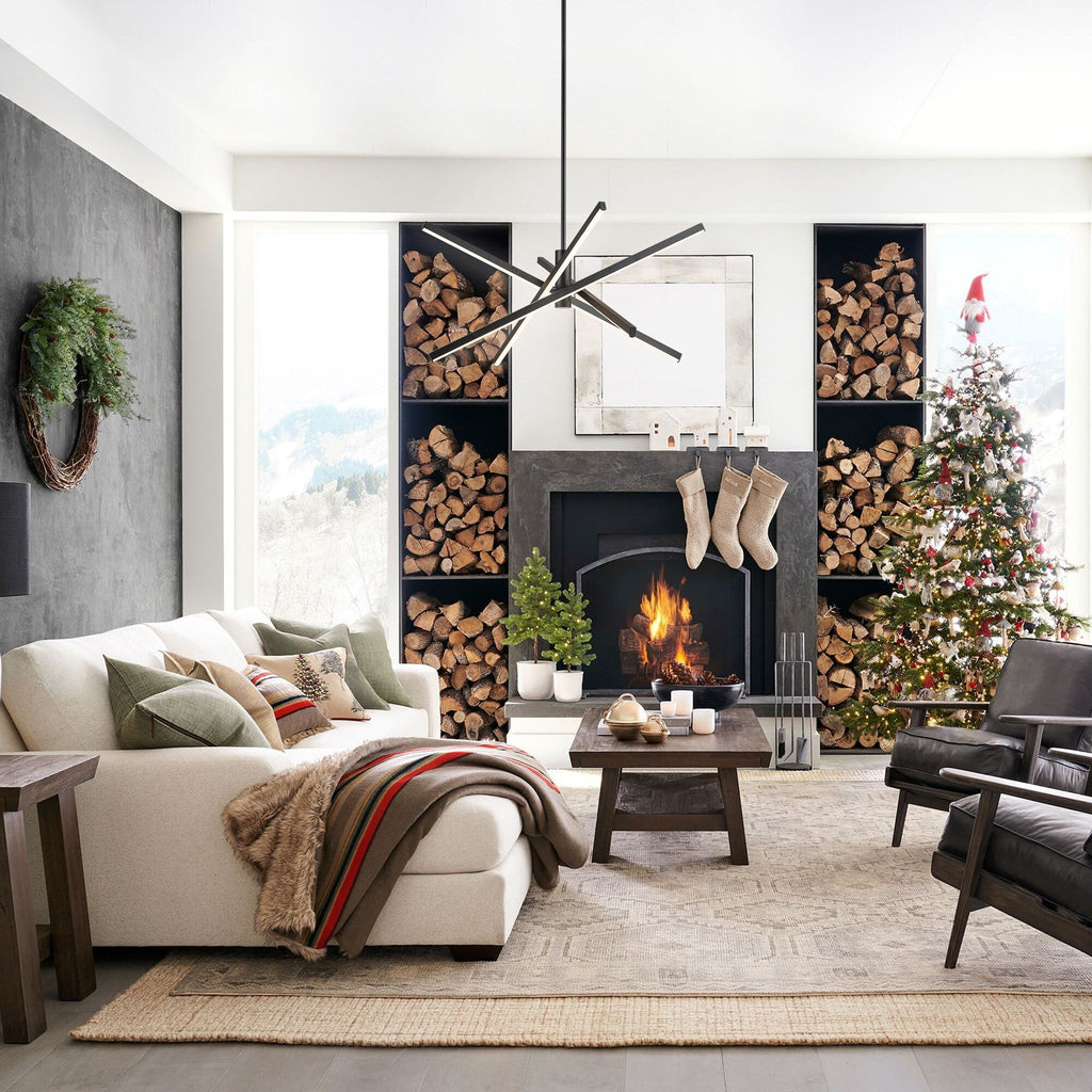 Black/ Gold Modern Aluminum LED Chandelier Linear Sputnik Ceiling Pendant Light for Living/ Dining Room/ Kitchen