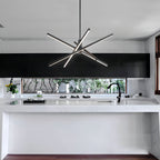 Black/ Gold Modern Aluminum LED Chandelier Linear Sputnik Ceiling Pendant Light for Living/ Dining Room/ Kitchen
