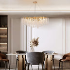 40 in. Gold Modern Crystal Chandelier Tree Branches Rectangular Chandelier Kitchen Island Pendent Light for Dining Room