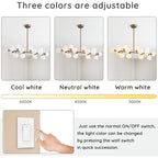 40 in. Linear Mid Century Modern Chandelier 16-Light Gold Brass Sputnik Pendant Light with Frosted Glass Globe for Dining Room