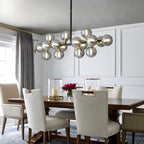 40 in. Linear Mid Century Modern Chandelier 16-Light Gold Brass Sputnik Pendant Light with Frosted Glass Globe for Dining Room