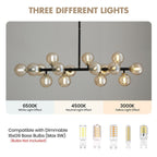 40 in. Linear Mid Century Modern Chandelier 16-Light Gold Brass Sputnik Pendant Light with Frosted Glass Globe for Dining Room