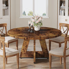 47 Round Dining Table for 4, Farmhouse Kitchen Table Small Dinner Table Wood Kitchen Table for Dining Room Living Room