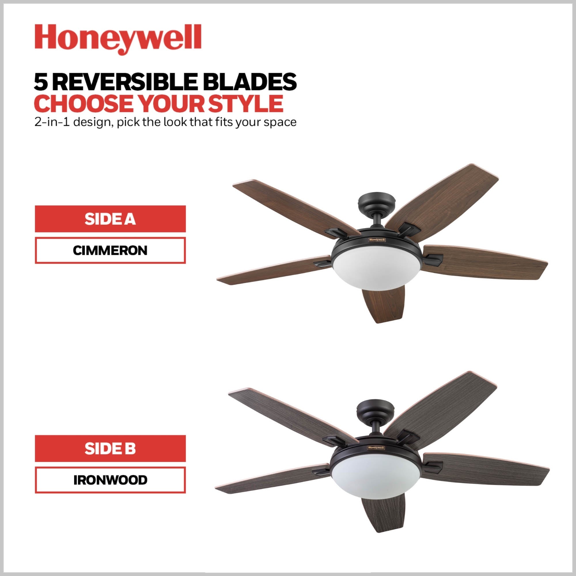 48 Honeywell Carmel Ceiling Fan with Integrated Light and Remote