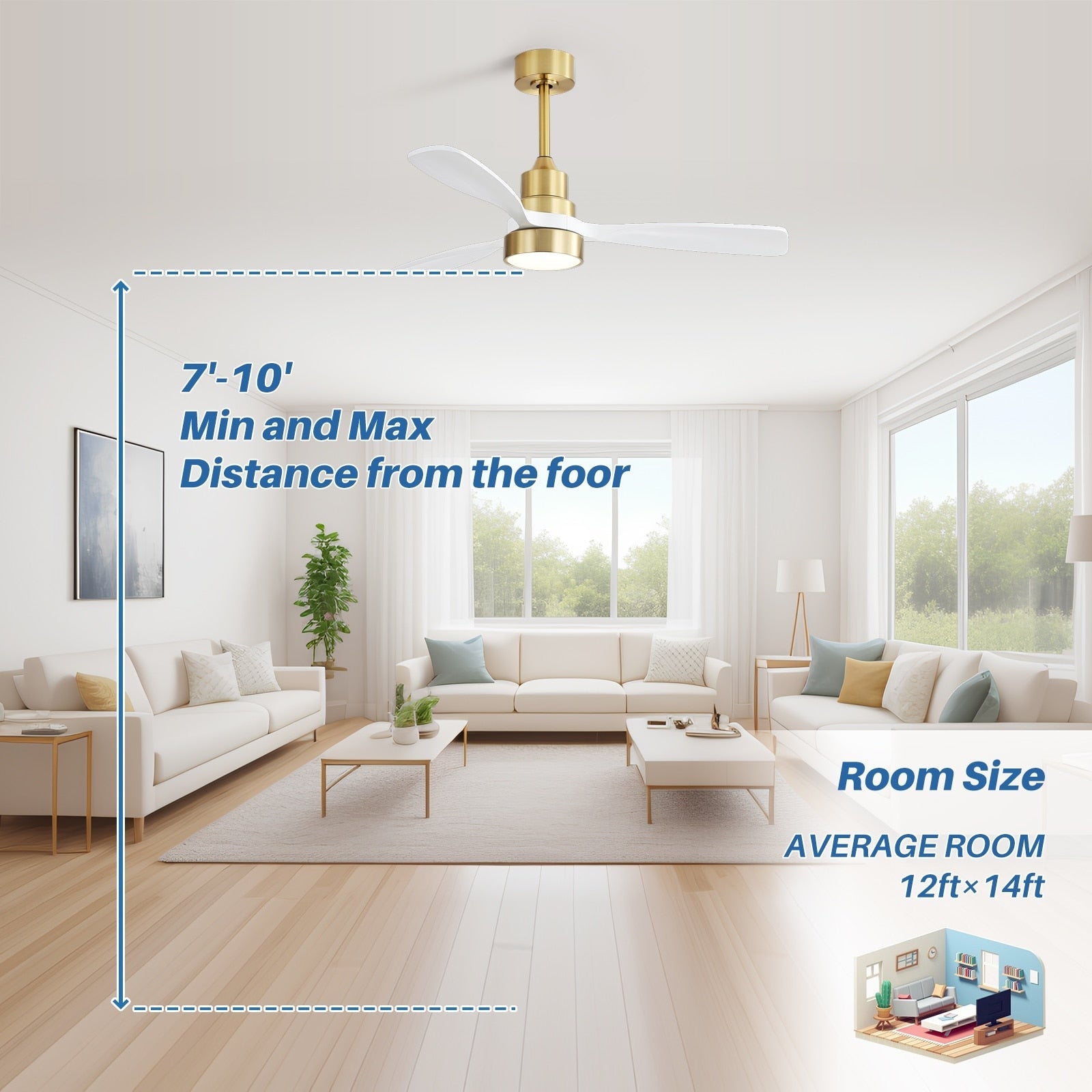 48 and 52 Integrated LED Ceiling Fan with Light and Remote, Reversible DC Motor