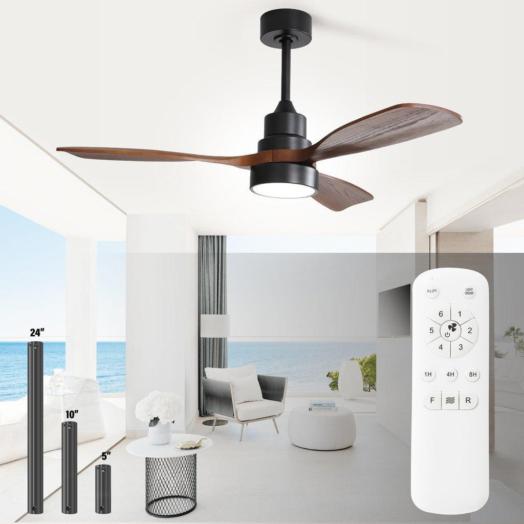 48 and 52 Integrated LED Ceiling Fan with Light and Remote, Reversible DC Motor