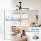48 and 52 Integrated LED Ceiling Fan with Light and Remote, Reversible DC Motor