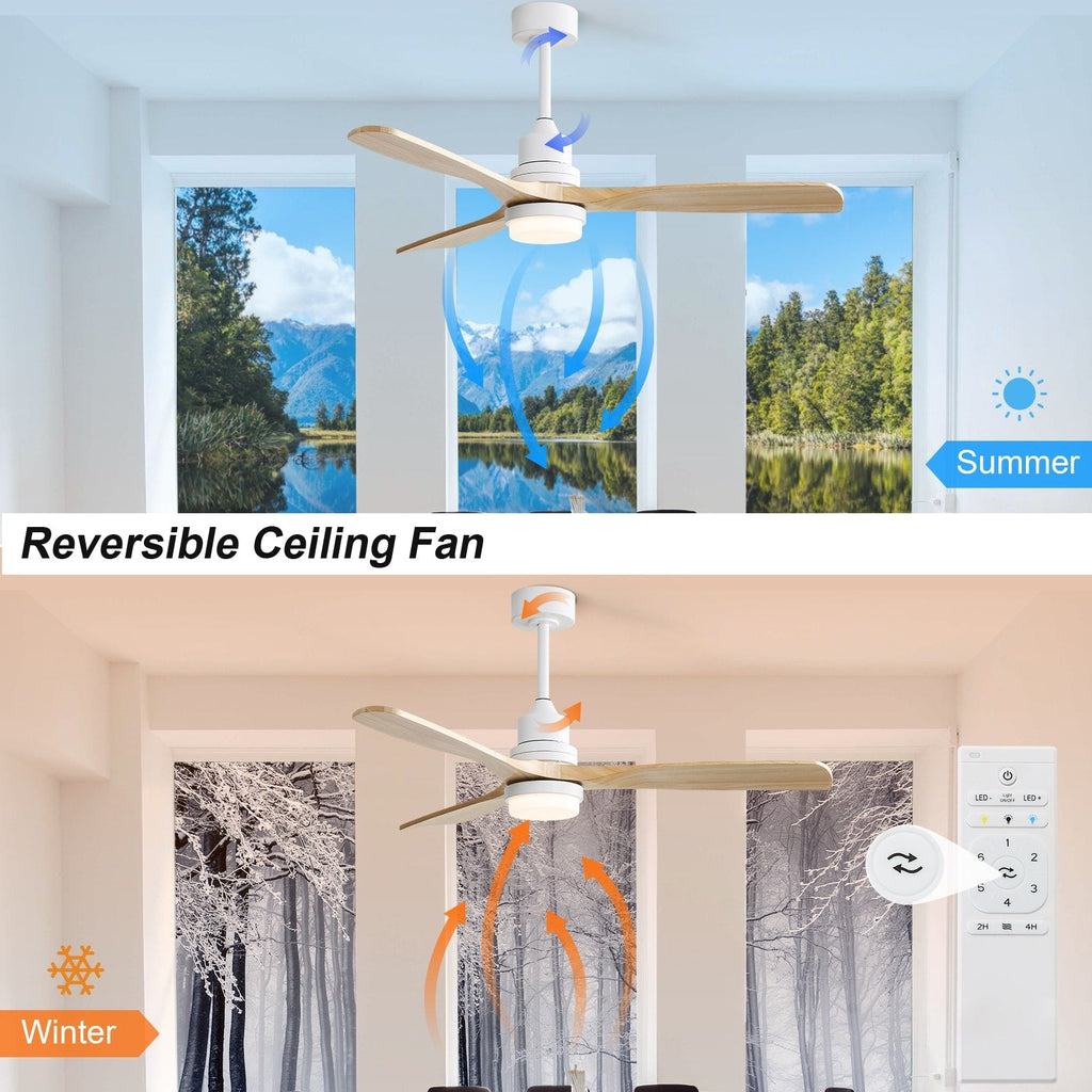 48 and 52 Integrated LED Ceiling Fan with Light and Remote, Reversible DC Motor