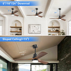 48 and 52 Integrated LED Ceiling Fan with Light and Remote, Reversible DC Motor