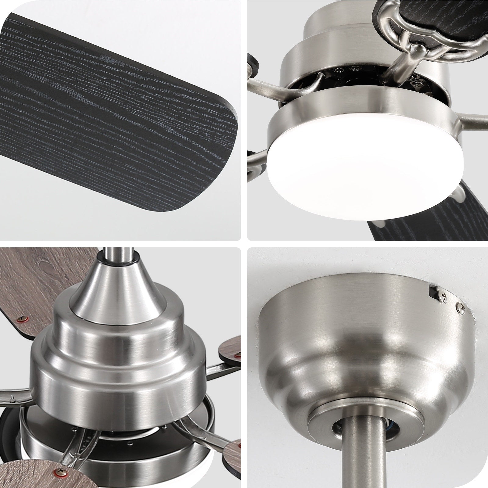 48 and 52 Integrated LED Ceiling Fan with Light and Remote, Reversible DC Motor