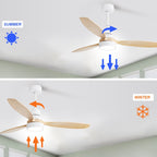 48 and 52 Integrated LED Ceiling Fan with Light and Remote, Reversible DC Motor