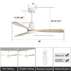 48 and 52 Integrated LED Ceiling Fan with Light and Remote, Reversible DC Motor
