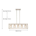 37in Mid-century Modern 5-light Crystal Rectangle Chandelier for Dining Room - 37 inches