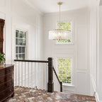 5-Light Modern Round Drum Chandelier, Classic Semi Flush Mount Chandelier, Kitchen Island Pendant Light for Dining Room