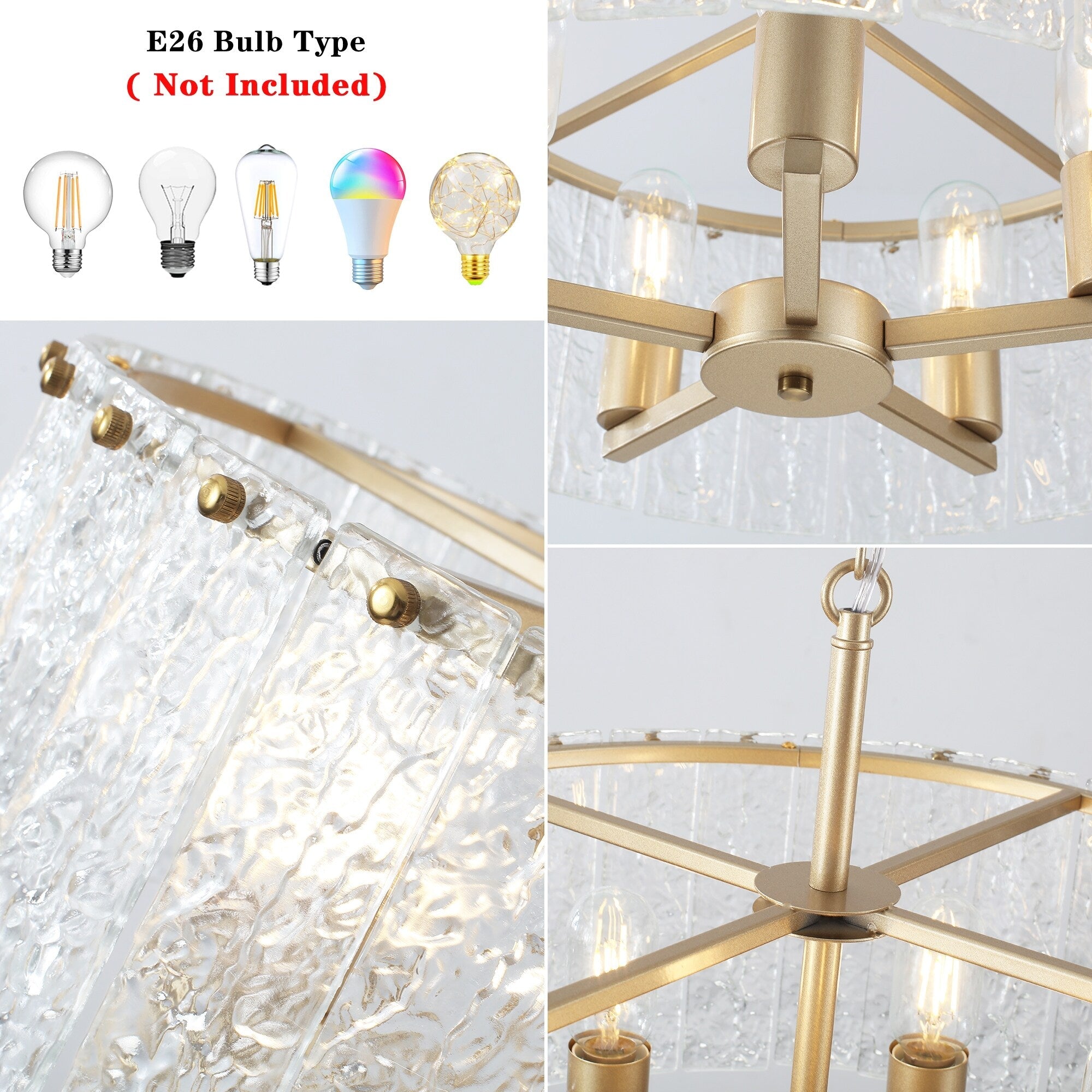 5-Light Modern Round Drum Chandelier, Classic Semi Flush Mount Chandelier, Kitchen Island Pendant Light for Dining Room