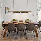 3/5-Light Integrated LED Linear Wood Chandelier Kitchen Island Pendant Light