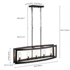 5-Light Mid-Century Modern Industrial Linear Kitchen Island Pendant Vintage Rectangle Glass Chandelier