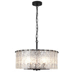 5-Light Modern Round Drum Chandelier, Classic Semi Flush Mount Chandelier, Kitchen Island Pendant Light for Dining Room