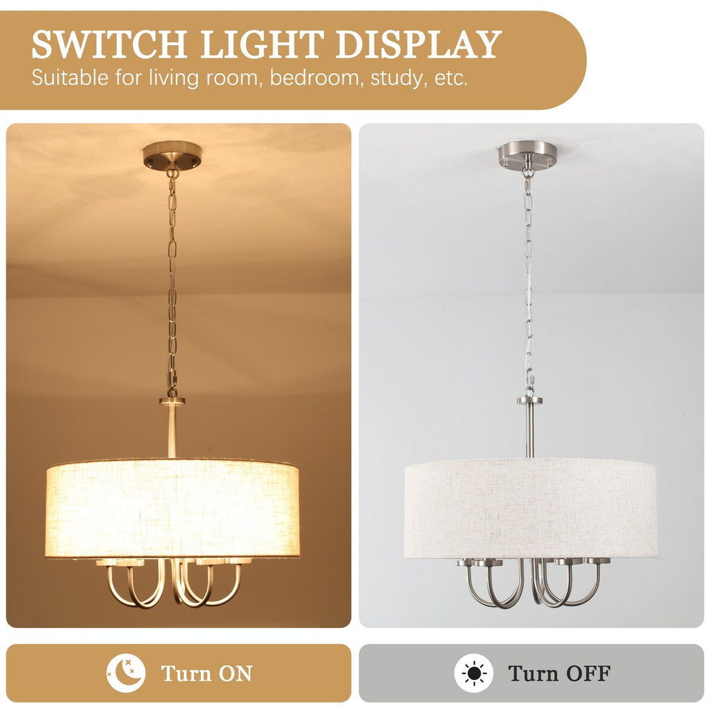 5-Light Modern Semi Flush Mount Ceiling Light for Dining Room Bedrooms Living Room - N/A