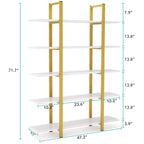 5-Tier Bookshelf, Vintage Industrial Style Bookcase