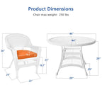 5-piece White Resin Wicker Dining Set