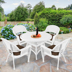 5-piece White Resin Wicker Dining Set
