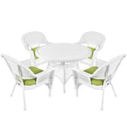 5-piece White Resin Wicker Dining Set