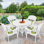 5-piece White Resin Wicker Dining Set