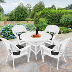 5-piece White Resin Wicker Dining Set