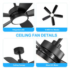 Breezary 65/52/42 5-Blade LED Ceiling Fan with Light Kit and Remote