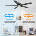Breezary 65/52/42 5-Blade LED Ceiling Fan with Light Kit and Remote